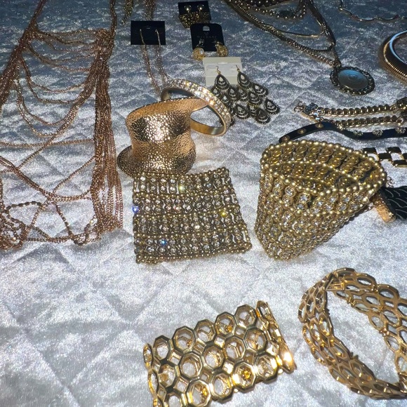 Gold Rhinestone Jewelry Lot30pc Bodychain Bralette Earring Bracelet Necklace - Picture 2 of 12